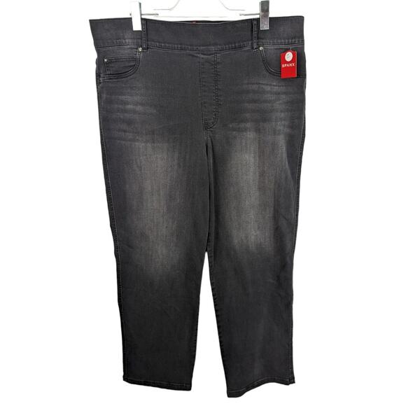 Spanx Straight Leg Jeans Vintage Black Pull-On Shaping Stretch Denim 3X Tall NWT - Picture 2 of 10